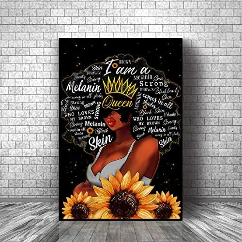 Sun floarea -soarelui perete artă afro -americană regină perete arta femeie neagră portret negru fată de perete artă sunt neagră