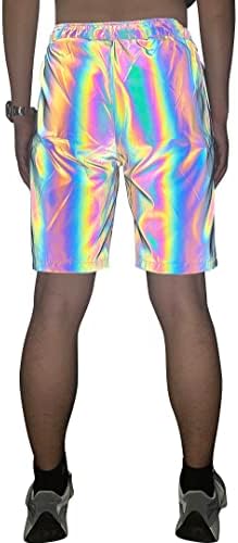 Lzlrun curcubeu reflectorizant pantaloni pantaloni bărbați pantaloni fluorescenti de noapte casual