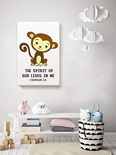 Duhul lui Dumnezeu trăiește în mine Citate maimuță Canvas citate biblice artă Versete biblice pentru copii pepinieră cameră