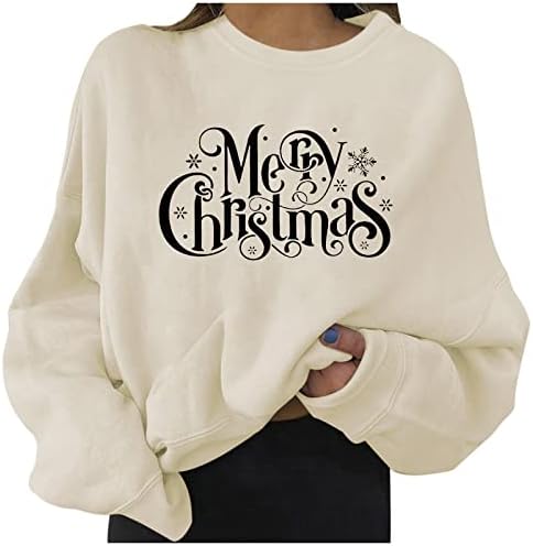 NOKMOPO Femei Pulover & nbsp; Pulovere femei Casual Moda Crăciun Imprimate Maneca lunga O-Neck pulover Top