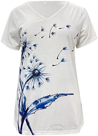 Vara pentru femei cu mânecă scurtă v gât tricouri de top imprimate floral tricouri casual tunică tunică pentru femei cămăși de vară pentru femei