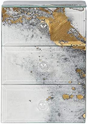 Mele & Co. Cutie de bijuterii din sticlă gri marmorată Maura cu accente aurii
