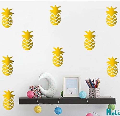 Melissalove Set de 32 buc ananas Perete Autocolante pentru camera de copii drăguț ananas aur perete Decal vinil arta Decor