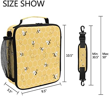 Honeycomb animal Bee Lunch Bag Pentru Femei Bărbați / Honeybee Leakproof School Lunch Box Pentru Copii Băieți | Fete / geantă frigorifică termică cu curea de umăr / Tote de prânz izolat pentru birou de lucru Picnic
