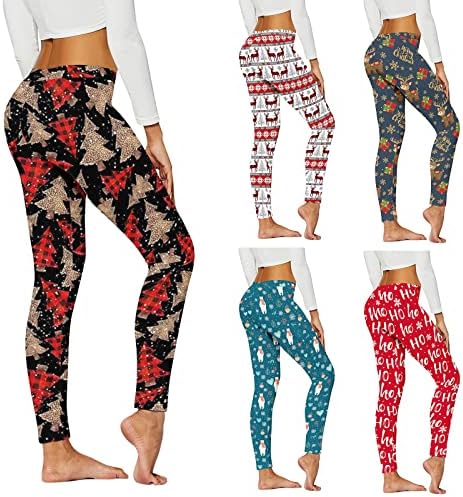 WSKMHK Pantaloni de pijama de Crăciun pentru femei plus dimensiunea 2022, Control de burtă Ugly Xmas Grafic Y2K Stretchy Antrenament