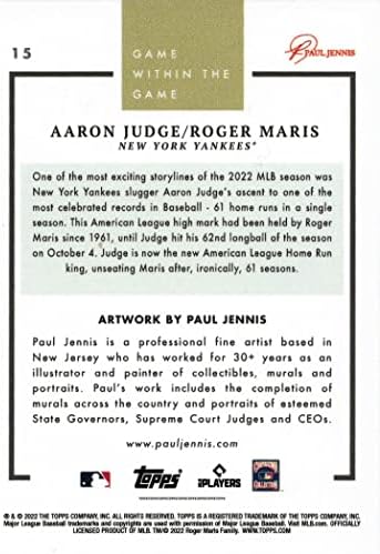 2022 Joc Topps în cadrul jocului #15 Aaron Judge & Roger Maris Maris Baseball Card - 62 de runde de acasă