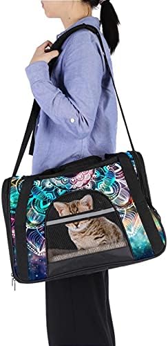 Pet Carrier Space Mandala Soft-Sided Pet Travel Carriers pentru pisici, câini Puppy Comfort Portabil Pliabil Pet Bag aprobat