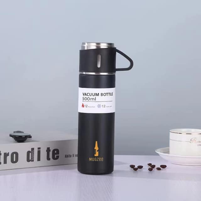 Mugzee 500 ml/16.9oz în vid termos izolat de cafea, termos cu apă caldă din oțel inoxidabil, potrivit pentru cafea, ceai și lapte, cea mai bună cana de cafea pentru băuturi calde și reci
