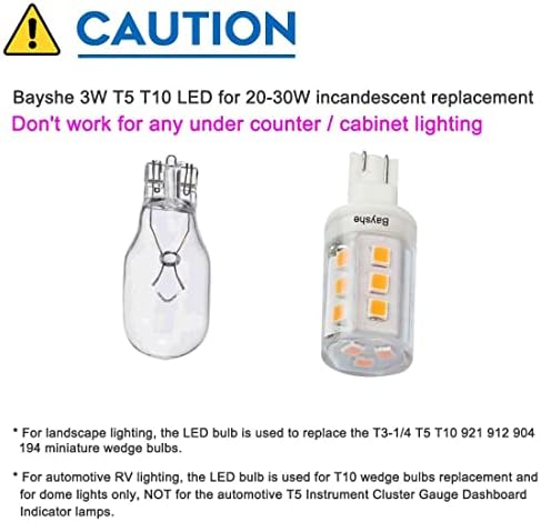 BAYSHE T10 Wedge base LED bec 3watt echivalent cu 30w Halogen 12vac / DC pentru Camper RV Tailer peisaj în aer liber Patio