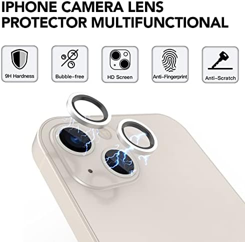 [2 seturi] [Roșu] Metal Cover complet + Protector de lentile pentru camera de sticlă temperată pentru iPhone 13/13 Mini, HD