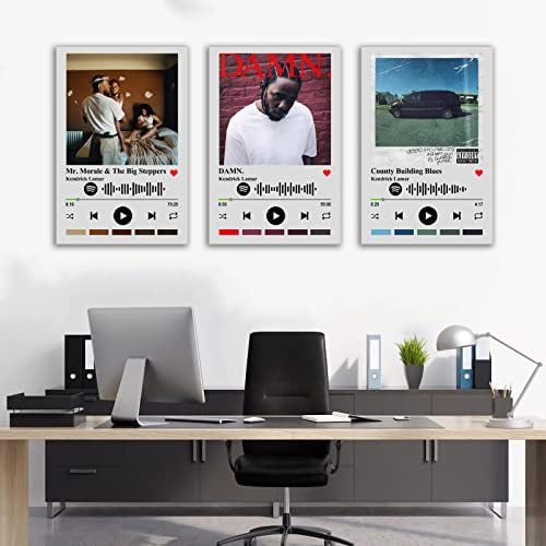 Duogirl Kendrick Lamar Poster County Building Blues Album Cover Set de poster Set de 3 imprimeu de artă neframed pentru băieți