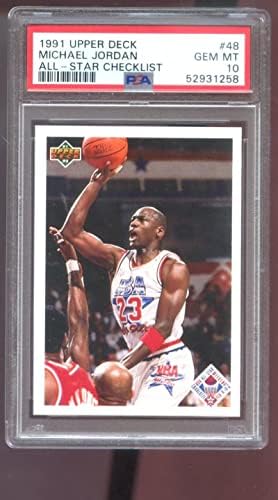 1991-92 Upper Deck 48 Michael Jordan All-Star Checklist PSA 10 Gradd Card NBA-Carduri de baschet nesemnate