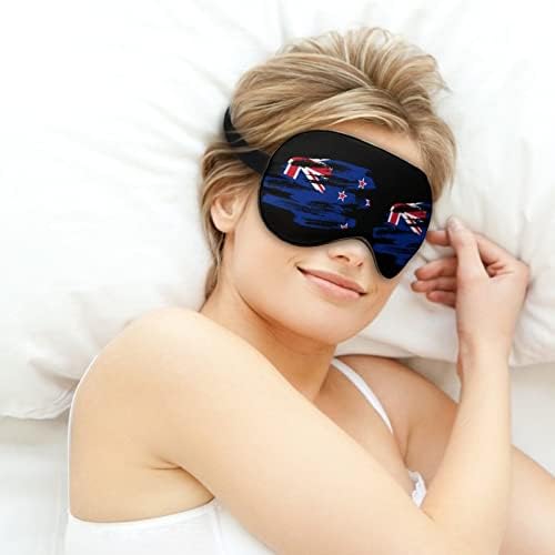 Grunge Texturat New Zealander Flag Masca de somn moale mască portabilă cu ochi de ochi cu curea reglabilă pentru bărbați femei