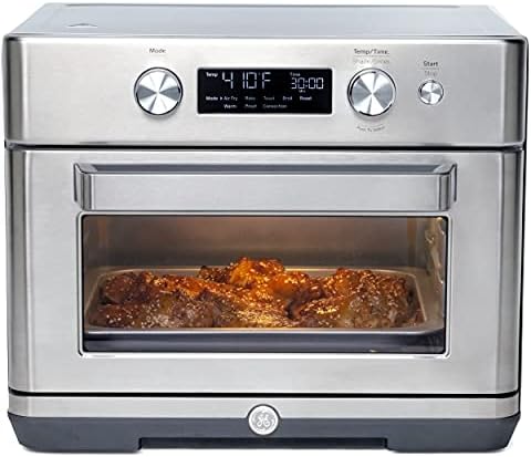 Cuptor prăjitor de pâine GE Digital Air Fryer + set de accesorii / prăjitor de pâine cu convecție cu 8 moduri de Gătit / Cuptor de mare capacitate-se potrivește cu 12 Pizza / blat de bucătărie esențiale / oțel inoxidabil