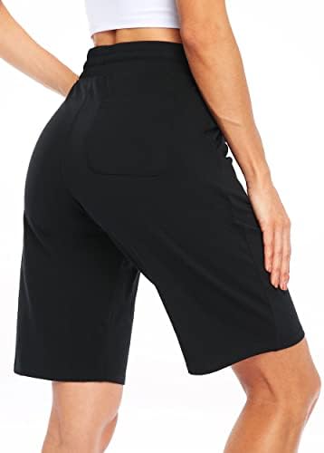 Pantaloni scurți pentru femei Willit 10 Bermuda Bumbac Long Shens Jersey Shens Shens Athletic Yoga Antrenament Lounge Pantaloni