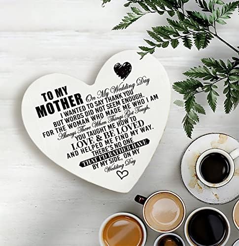Placă din lemn imprimat din lemn de mireasă albă vintage, semn de lemn pentru mireasă, cadou din lemn în formă de inimă rustică, cadou semnificativ de la mireasă, cadou pentru mamă, ținere din lemn, zi de nuntă
