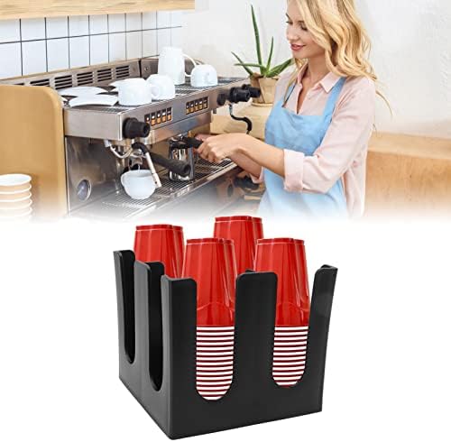 Fdit Square 4 grile Dispenser de ceașcă de cafea de unică folosință Organizator suport pentru manșon capac pentru hârtie depozitare