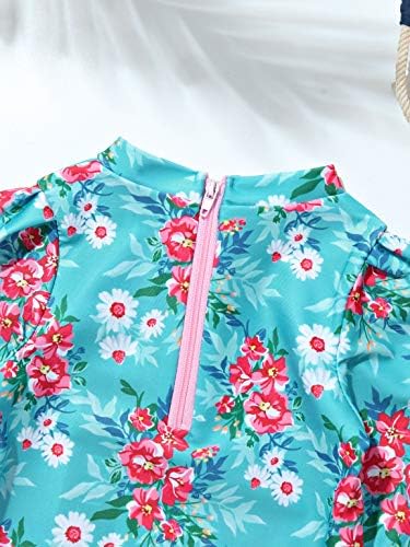 Daenrui Baby Girls Maneca lunga florale imprimate volane erupții cutanate paza Tricouri UPF50 + soare Protecție Beachwear