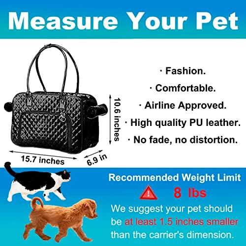 Newele Fashion Dog Purse Carrier pentru câini mici cu 2 buzunare suplimentare, deține până la 8lbs calitate PU piele Pet Carrier,