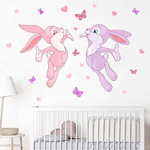 WOYINIS autocolante Creative de perete drăguț iepure, autocolante de perete DIY Love Heart Butterfly Bunny, Peel & Stick detașabil