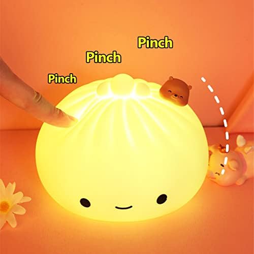 HOTBEST Cute Dumpling Night Light, Silicon Cute bun Lamp pentru copii, Cute Light Up Dumpling, lămpi de noptieră cu LED reîncărcabile