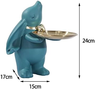 Fenteer Creative Rabbit Figurine tava de depozitare suport pentru chei Cookie candy Dish rasina Display Stand statuie ornamentala