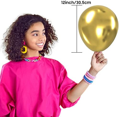 OWill 100buc baloane confetti metalice de aur 12 inci baloane de Latex de Aur, Baloane de Confetti de aur pentru ziua de naștere Baby Shower nunta petrecere Consumabile arc Garland Decor