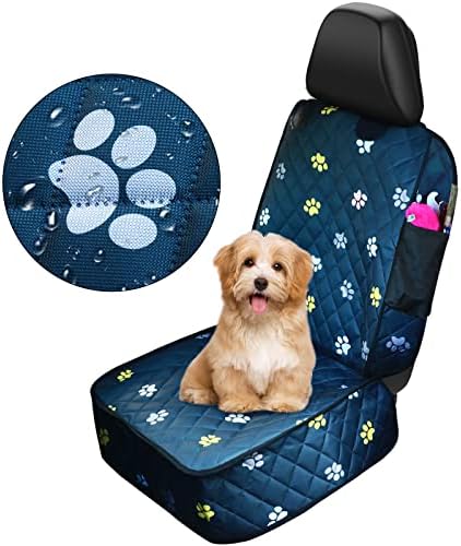 Riakrum Dog Car Seat Cover for Front Durable Colored Paw Prints Protector impermeabil împotriva murdăriei rezistent la zgârieturi