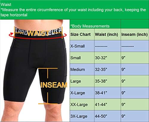 Pantaloni scurți de compresie NELEUS Men ' s 3 Pack cu buzunare pantaloni scurți de Yoga Dry Fit, 6063, Negru / gri / bleumarin, US XL, EU 2XL