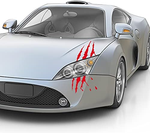 Amutor 2 Pack Bloody Claw Marks Decal, auto -stil zgârietură dungă de gheară sângeroasă marcaje potrivite pentru toate automobilele