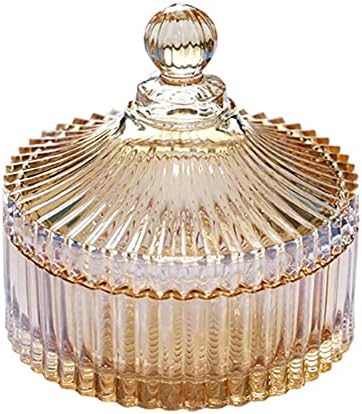 Bamboopack 280ml 10oz Crystal Glass candy Dish cu Capac decorativ acoperit Candy Bowl candy Jar Container Box Glass Apothecary