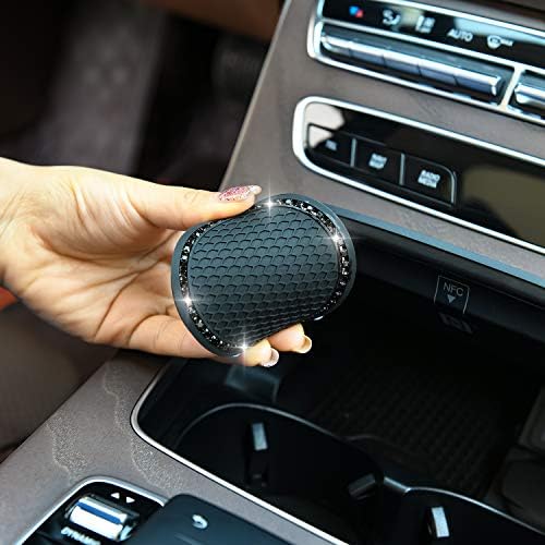 Valleycomfy 4pcs Bling Car Coasters, Universal vehicul Bling Accesorii Auto -2.75 inch Silicon anti alunecare cristal stras