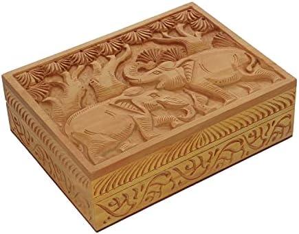 SHOP LC Haldu din lemn realizat manual Elefant Elefant în relief Brățară de depozitare sculptată pentru femei, Bangles Holnet