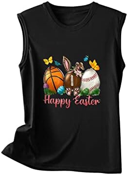 Xipcokm Happy Easter Tank Top pentru femei drăguțe Ouă de iepuras Ouă de imprimare Tricouri Loose Casual Casual Tricou Sleevless