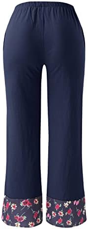 Lenjerie de bumbac Capri pantaloni femei Casual Vara Capri pantaloni cu buzunare talie mare confortabil Plaja pantaloni Vintage