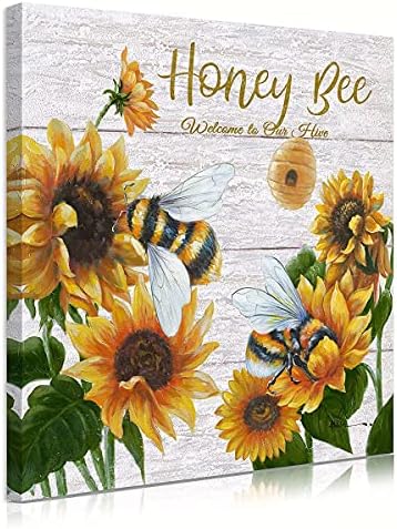 Decorațiuni de perete de floarea -soarelui albină de flori de albine pictură de bucătărie pictură de primăvară pentru dormitor