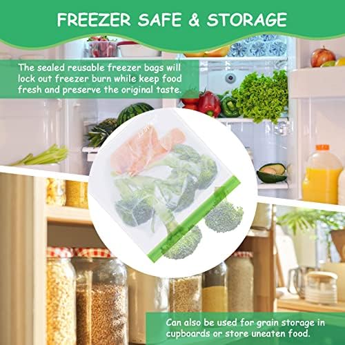 Pungi de congelare reutilizabile galon-pachet 6-pungi de congelare reutilizabile-pungi de depozitare a alimentelor ușor sigilate