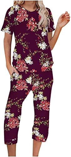 Teen fete Capri Picior drept pantaloni seturi Bujor Leopard imprimare flori Grafic pantaloni Seturi de toamna vara pantaloni