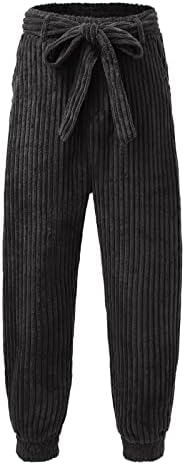 Pantaloni de transpirație pentru bărbați pentru bărbați Pantaloni solidă de iarnă Plush liber cu pantaloni casual cu centură