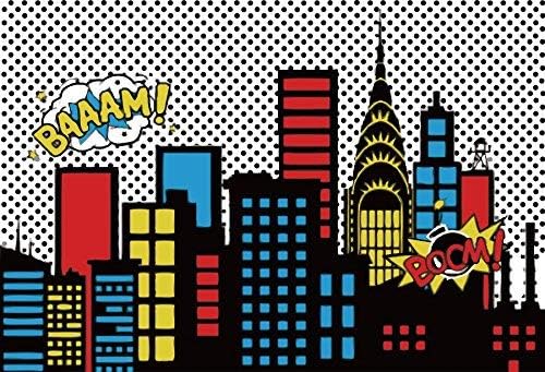 Yele 10x6.5ft Cartoon Comic Super Hero City Photography fundal de vinil umor abstract Super -erou pentru copii Fundație pentru