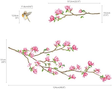 DECOWALL SG-2117 roz floare floare perete autocolante păsări Magnolia Brunch decalcomanii detașabile pentru pepinieră dormitor