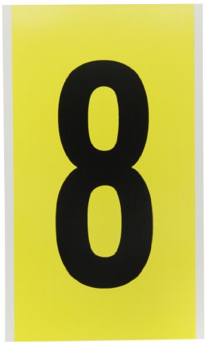 Brady 3470-8, 34 Numărul de serie & Carte scrisoare, 9 înălțime x 5 Lățime, negru pe Galben, Legenda 8