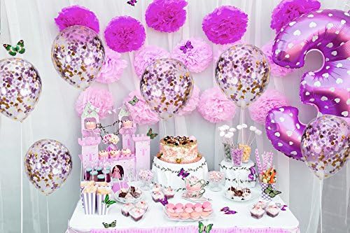Comori Gifted Purple & amp; aur confetti baloane-Clear confetti baloane-12 rotund Confetti baloane pentru petreceri aniversare-clear