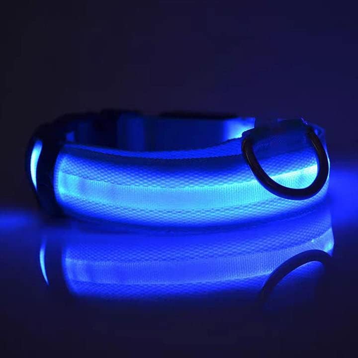 Gulerul de câine LED intermitent al Spotdog în dimensiuni mici/ medii/ mari, rezistent la apă, rezistent la apă, o strălucire reîncărcabilă pentru siguranță, albastru, albastru