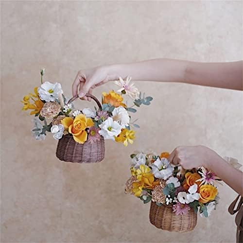 Xbwei coș de flori țesut manual coș de mână coș de mână acasă bucătărie de depozitare Grădină de depozitare Containere de nuntă