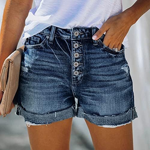 Pantaloni scurți pentru femei Jean 4 inci inutil Casual Casual Distressed Bermuda Sharts Zip Up Up Vintage Juniors Jean Short cu buzunare
