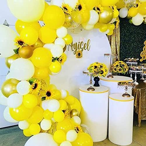 Baloane galbene diferite dimensiuni 100 pachet, kit de ghirlandă cu baloane galbene pentru floarea soarelui albină temă pentru copii pentru copii decorațiuni de ziua de naștere 18/12/10/5 inch