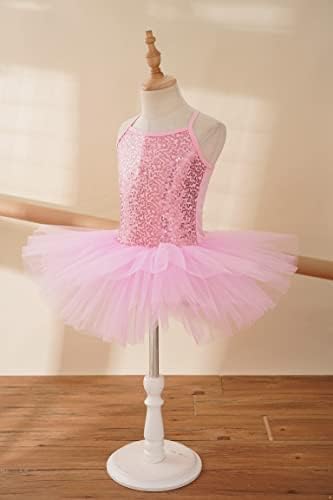 Tssoe pentru copii fete fără mâneci, rochie de dans de balet de paiete, Ballerina tutus Swan Lake Costum de performanță