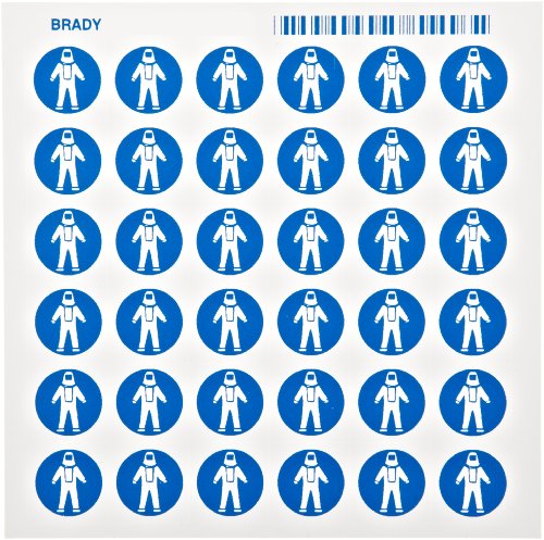 Brady 58565 etichete de pictogramă din vinil sensibil la presiune, albastru pe alb, 3/4 înălțime x 3/4 lățime, pictogramă costum