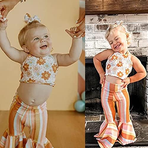 Bulingna Fashion Kids Copii Copiii pentru fete pentru fete de vară cu bandă set halter cultură florală top verticală pantaloni